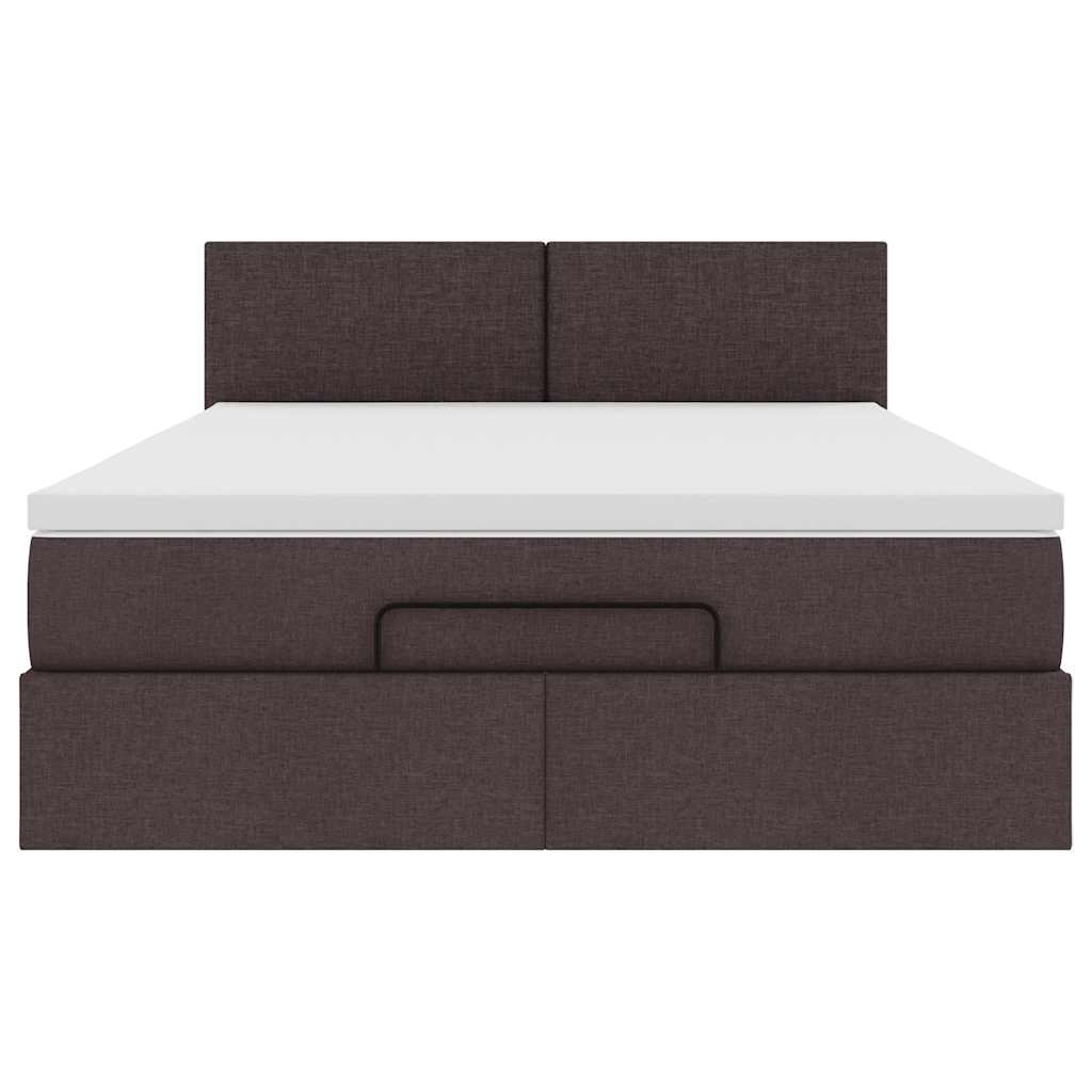 Ottomanische Bett mit Matratze & LEDs Dunkelbraun 140x190 cm