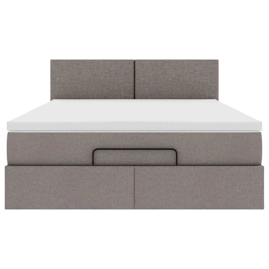 Ottomanische Bett mit Matratze & LEDs Taupe 140x190 cm Stoff