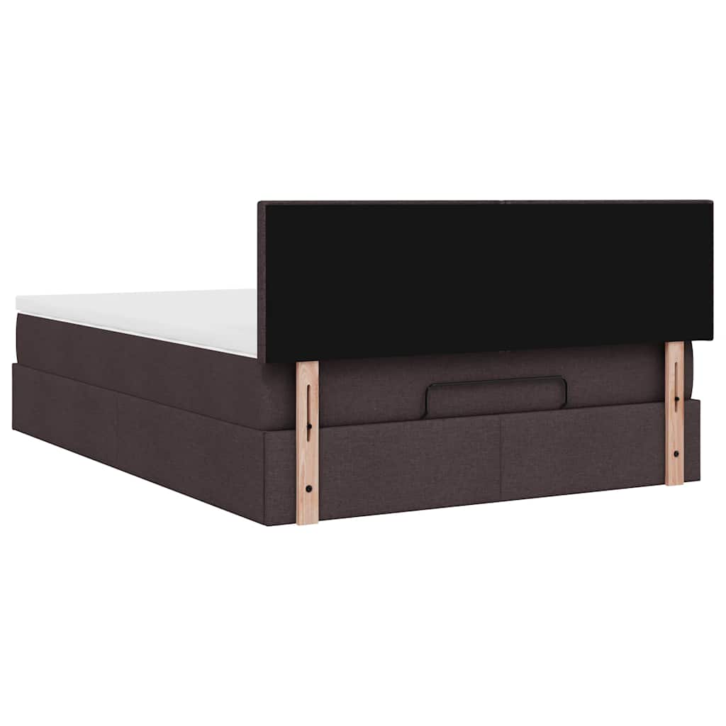 Ottoman-Bett mit Matratze & LEDs Dunkelbraun 140x200 cm Stoff