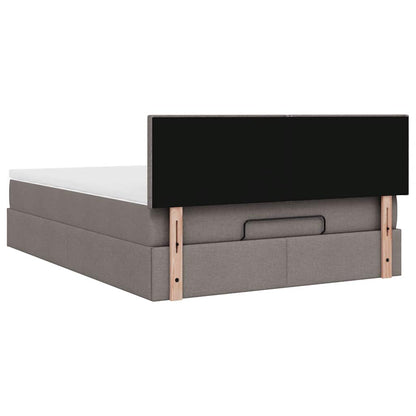 Ottomane Bett mit Matratze & LEDs Taupe 140x200 cm Stoff