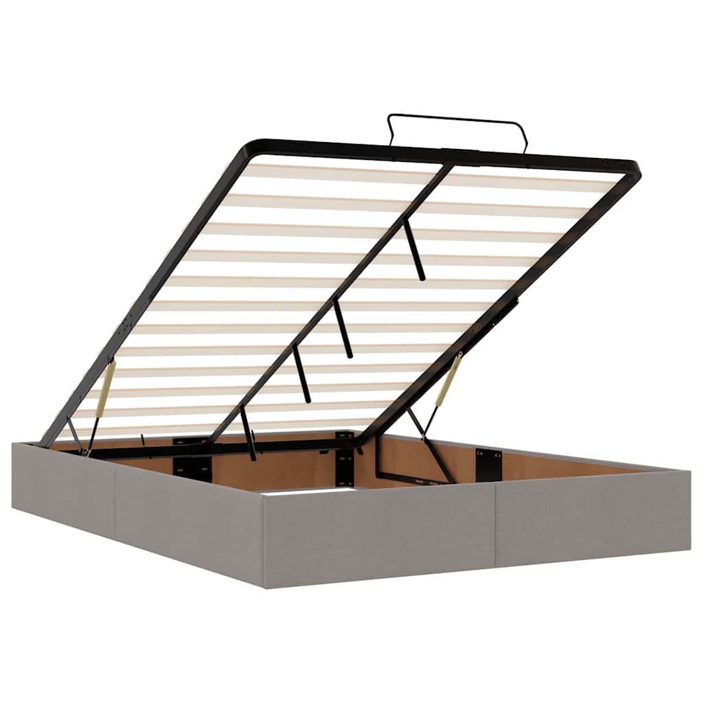 Ottomane Bett mit Matratze & LEDs Taupe 140x200 cm Stoff