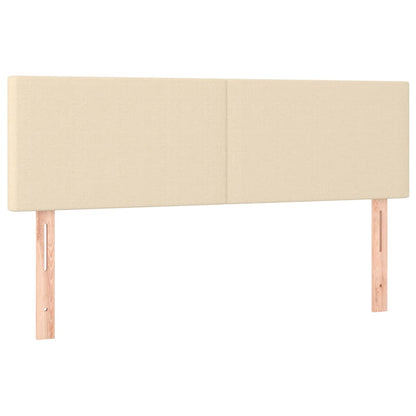 Ottomane Bett mit Matratze & LEDs Creme 140x200 cm Stoff