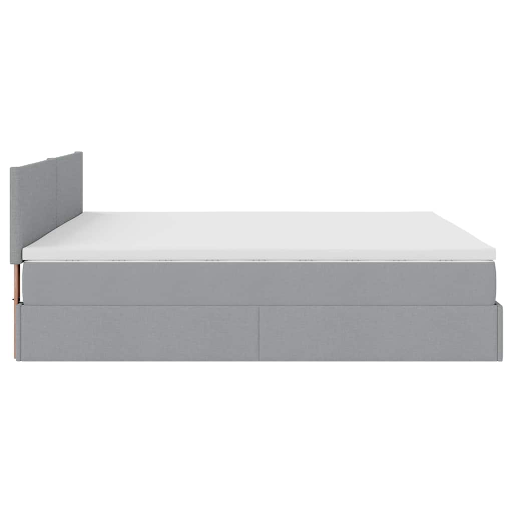 Ottoman-Bett mit Matratze & LEDs Hellgrau 160x200 cm Stoff