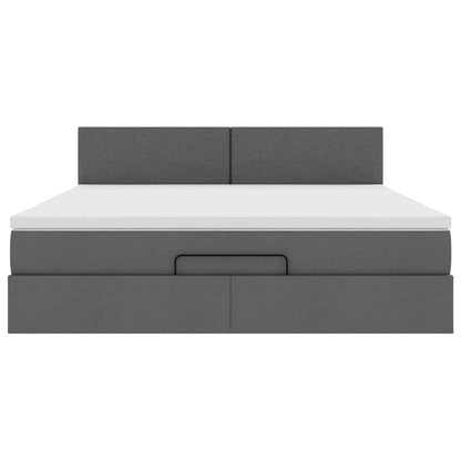 Ottoman-Bett mit Matratze & LEDs Dunkelgrau 160x200 cm Stoff