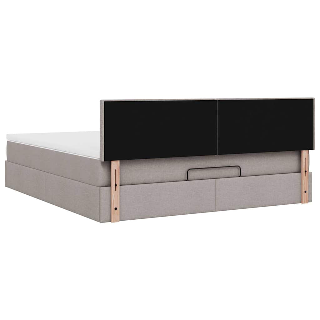 Ottoman-Bett mit Matratze & LEDs Taupe 160x200 cm Stoff