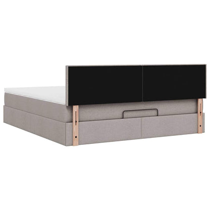 Ottoman-Bett mit Matratze & LEDs Taupe 160x200 cm Stoff