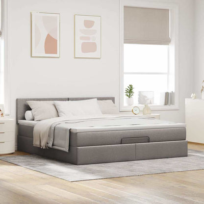 Ottoman-Bett mit Matratze & LEDs Taupe 160x200 cm Stoff