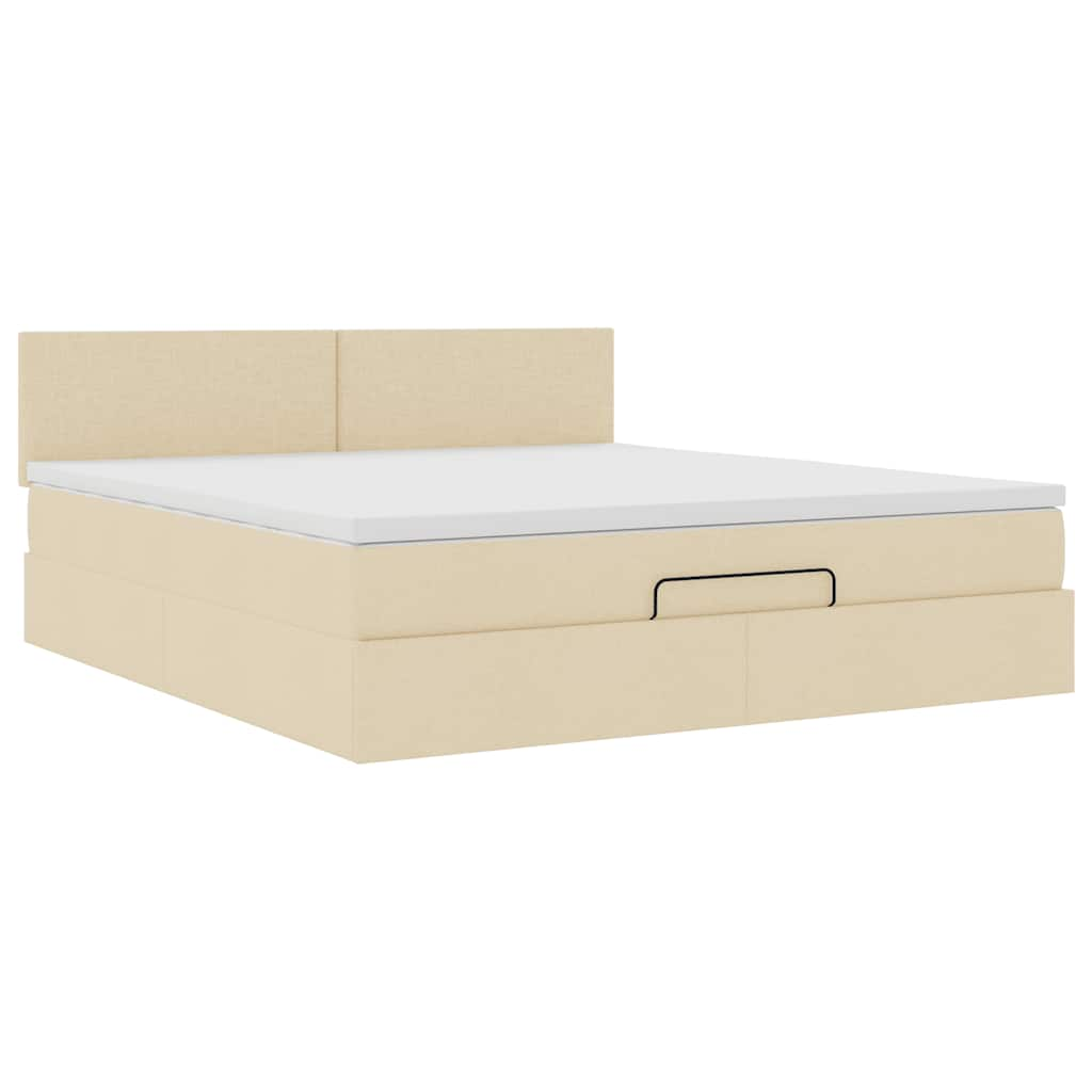 Ottoman-Bett mit Matratze & LEDs Creme 160x200 cm Stoff