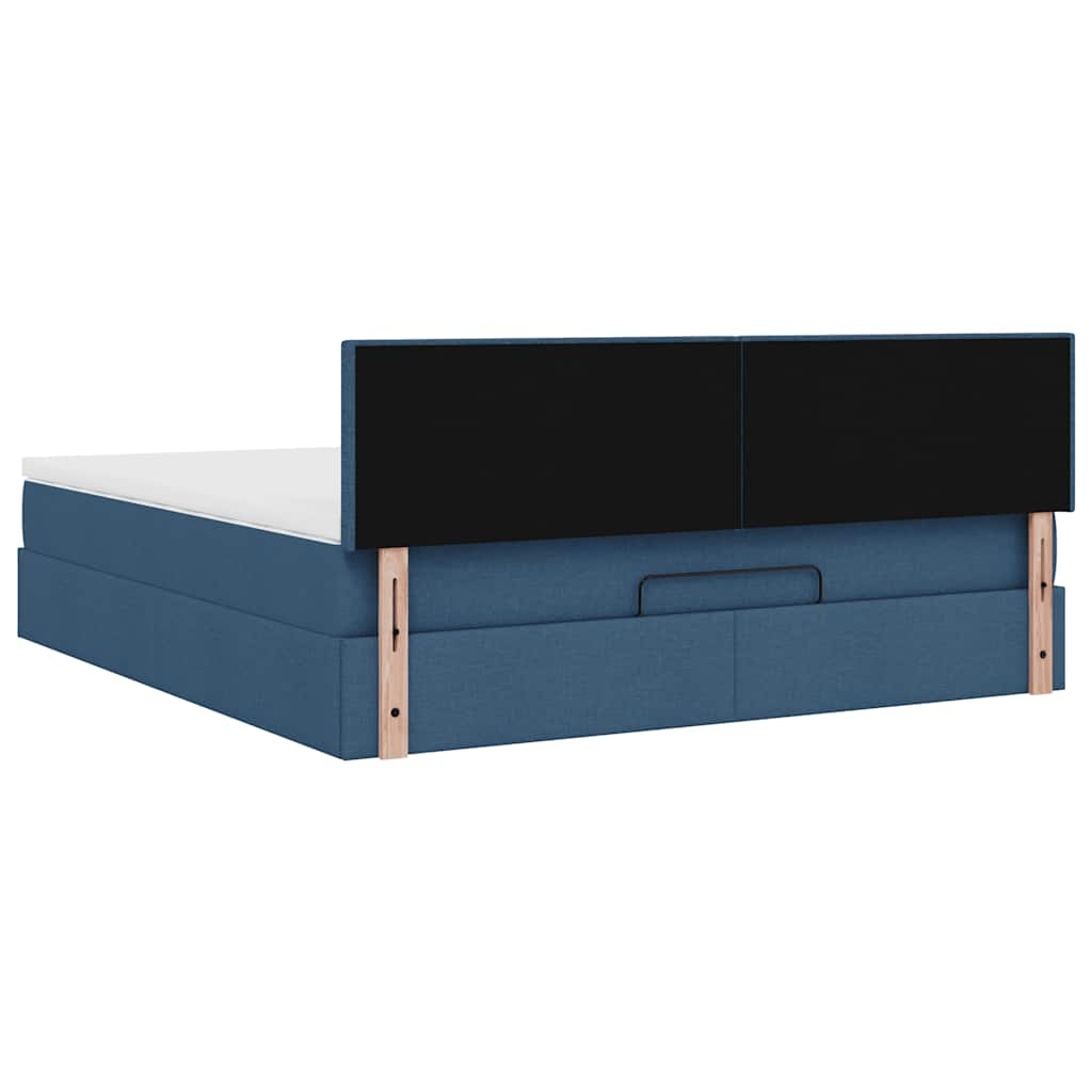 Ottoman-Bett mit Matratze & LEDs Blau 160x200 cm Stoff