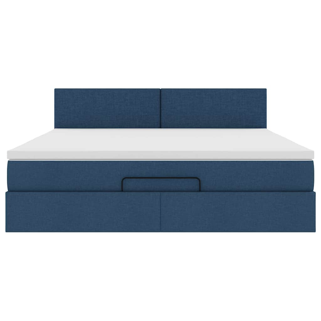 Ottoman-Bett mit Matratze & LEDs Blau 160x200 cm Stoff