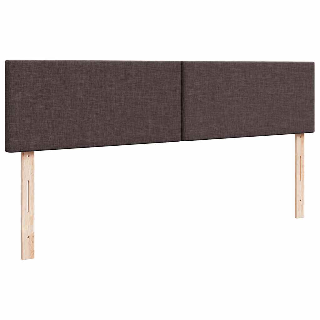 Lit ottoman avec matelas et LED marron foncé 180x200 cm tissu