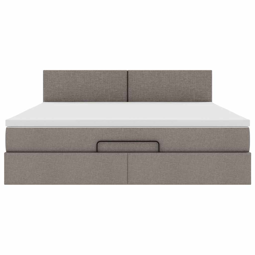 Ottomane Bett mit Matratze & LEDs Taupe 180x200 cm Stoff