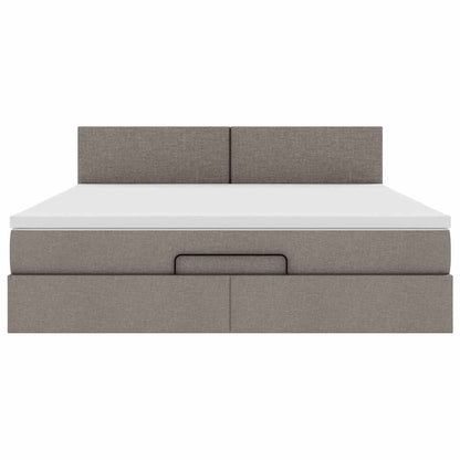 Ottomane Bett mit Matratze & LEDs Taupe 180x200 cm Stoff