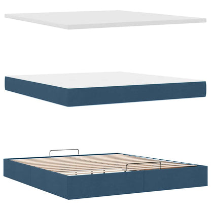 Ottomane Bett mit Matratze & LEDs Blau 180x200 cm Stoff