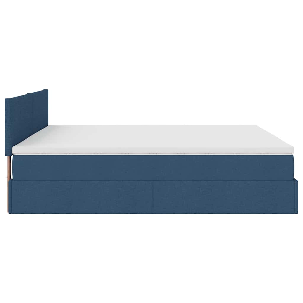 Ottomane Bett mit Matratze & LEDs Blau 180x200 cm Stoff