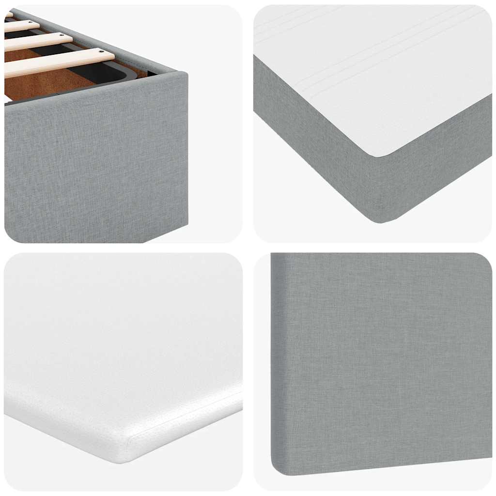 Ottoman-Bett mit Matratzen & LEDs Hellgrau 200x200 cm Stoff