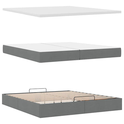 Ottoman-Bett mit Matratzen & LEDs Dunkelgrau 200x200 cm Stoff
