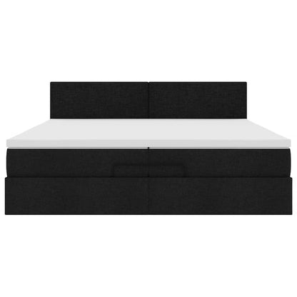 Ottoman-Bett mit Matratzen & LEDs Schwarz 200x200 cm Stoff