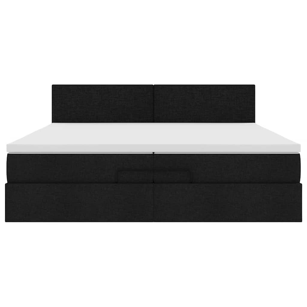 Ottoman-Bett mit Matratzen & LEDs Schwarz 200x200 cm Stoff