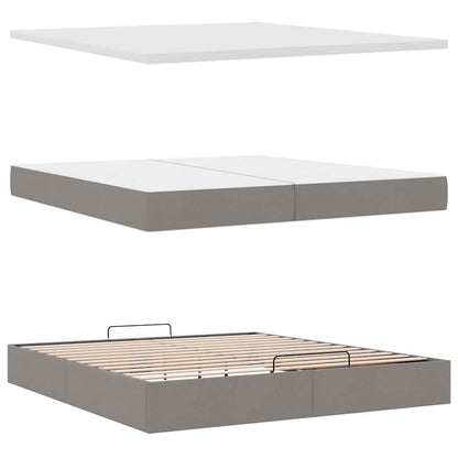 Ottoman-Bett mit Matratzen & LEDs Taupe 200x200 cm Stoff