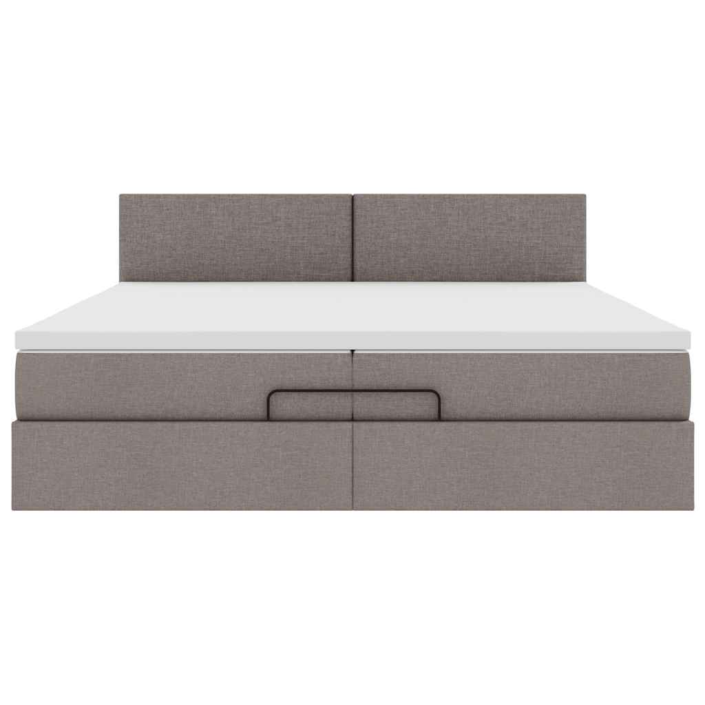 Ottoman-Bett mit Matratzen & LEDs Taupe 200x200 cm Stoff