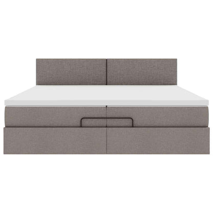 Ottoman-Bett mit Matratzen & LEDs Taupe 200x200 cm Stoff