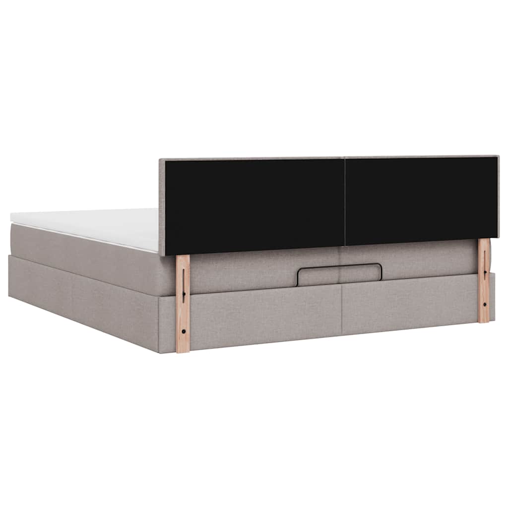 Ottoman-Bett mit Matratzen & LEDs Taupe 200x200 cm Stoff