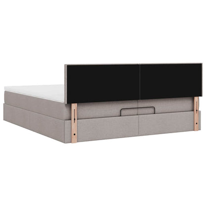 Ottoman-Bett mit Matratzen & LEDs Taupe 200x200 cm Stoff