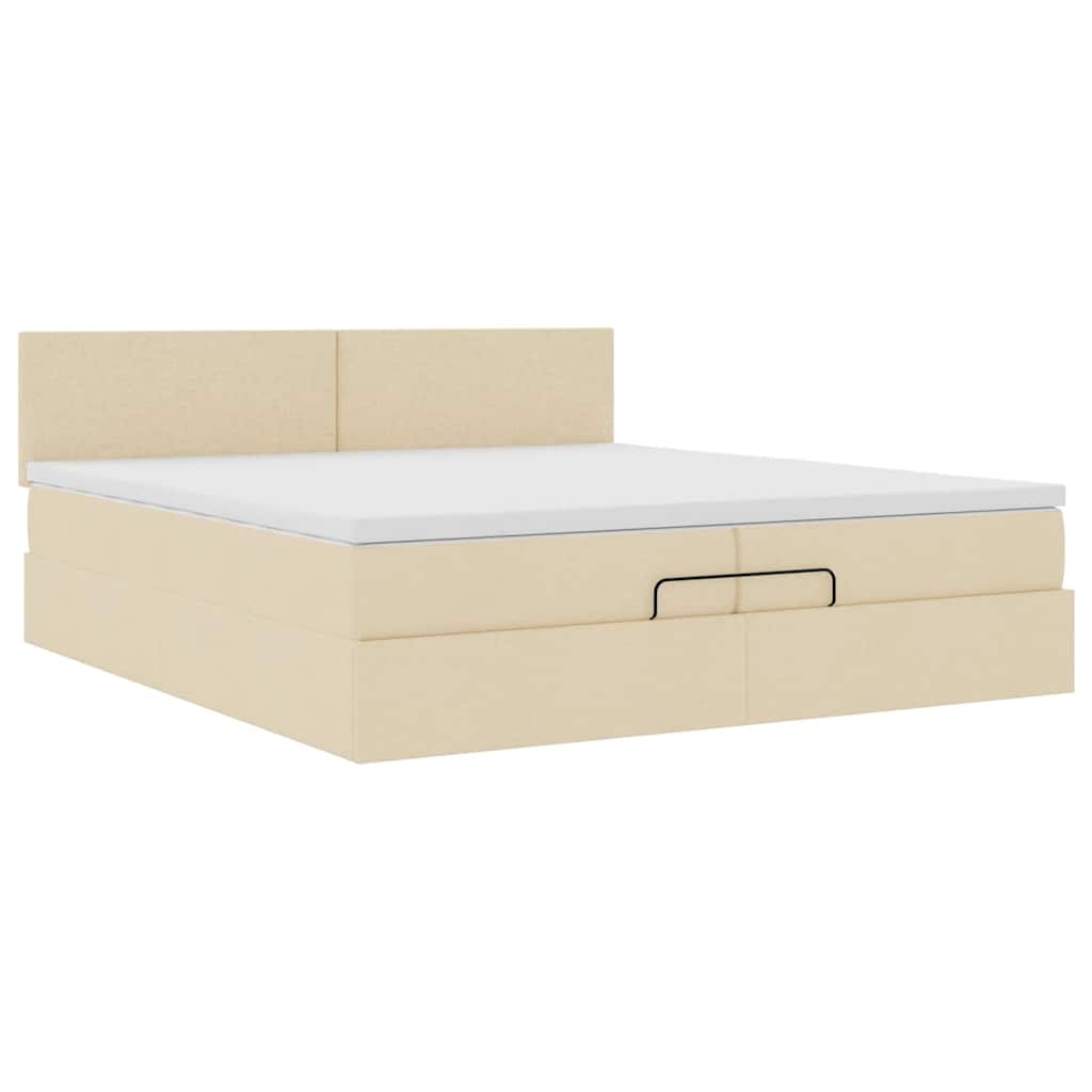 Ottoman-Bett mit Matratzen & LEDs Creme 200x200 cm Stoff