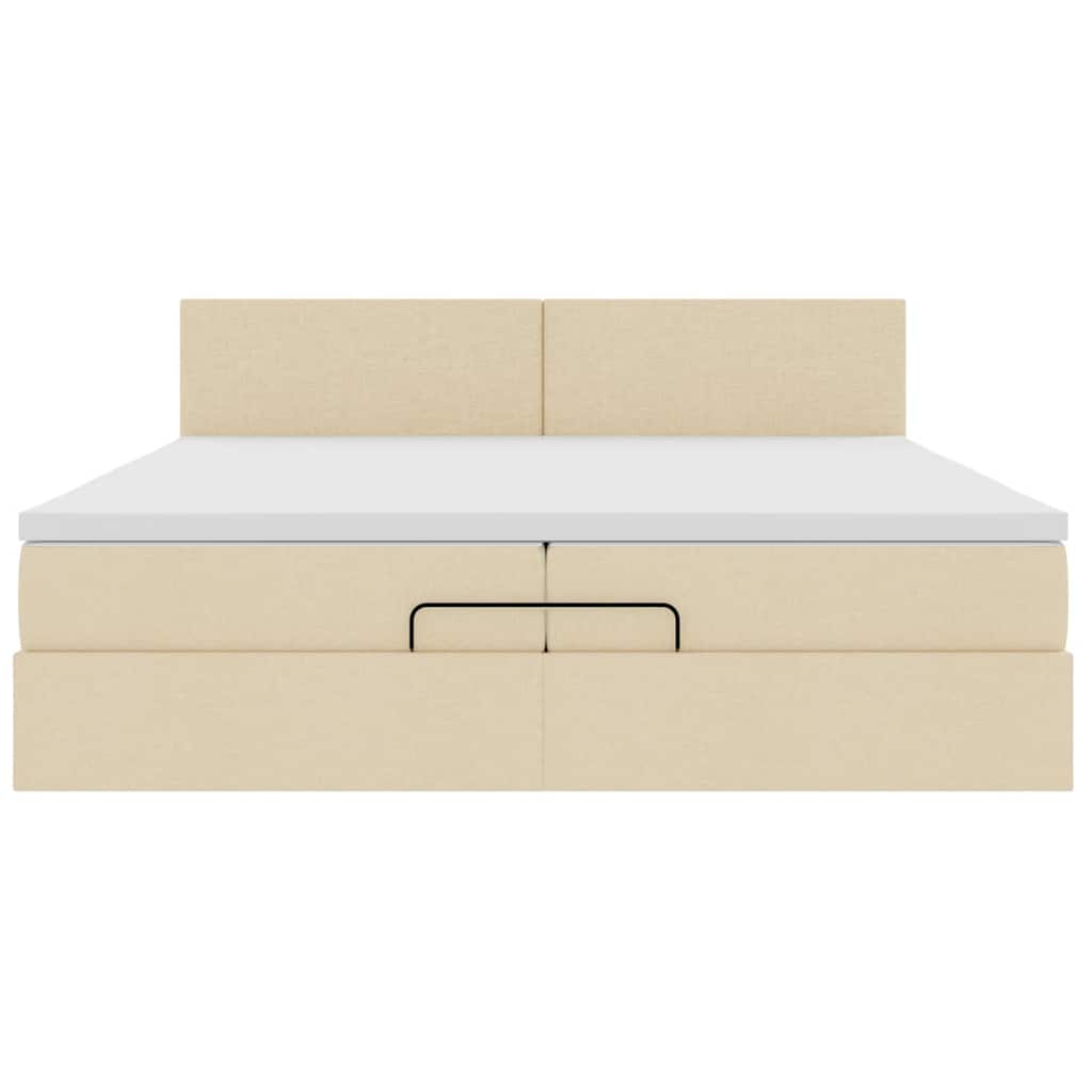 Ottoman-Bett mit Matratzen & LEDs Creme 200x200 cm Stoff
