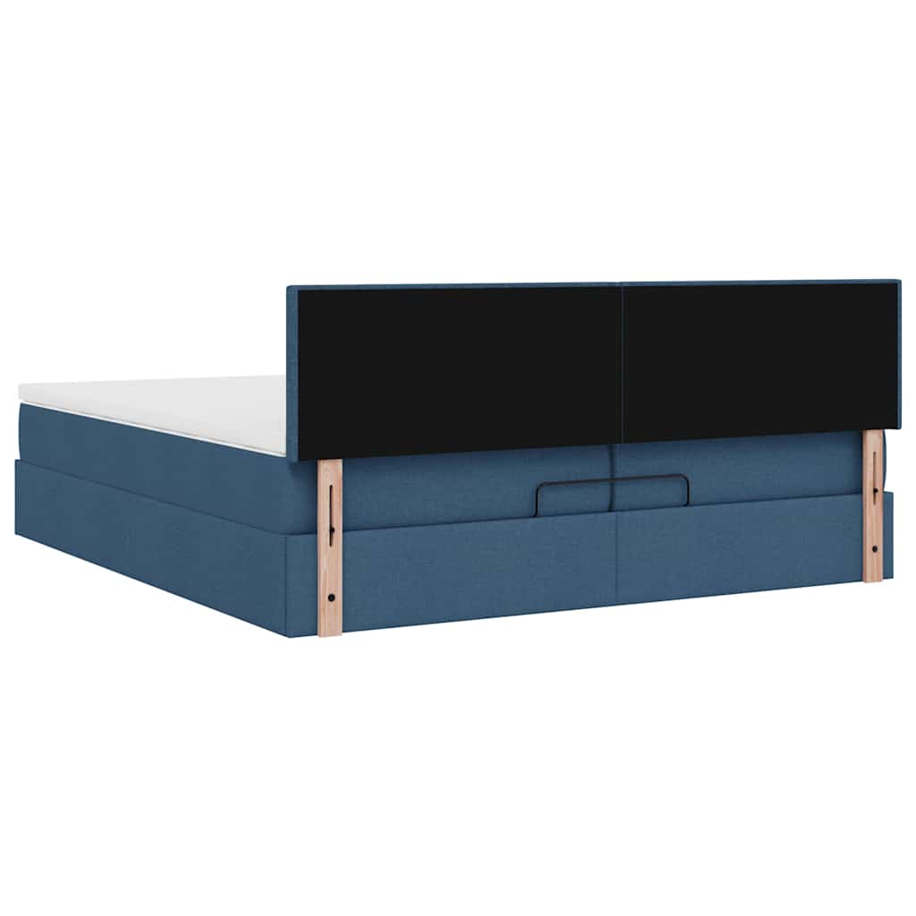 Ottoman-Bett mit Matratzen & LEDs Blau 200x200 cm Stoff