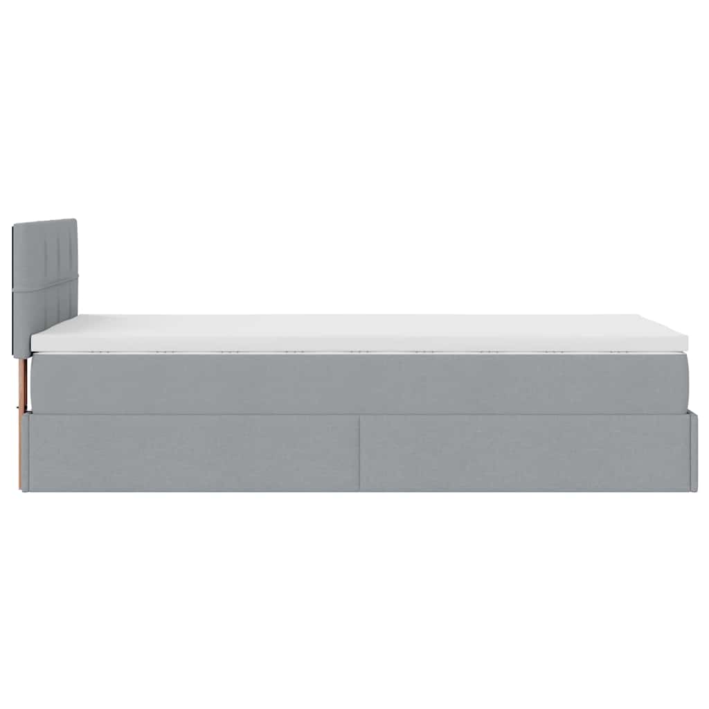 Ottomane Bett mit Matratze & LEDs Hellgrau 80x200 cm Stoff