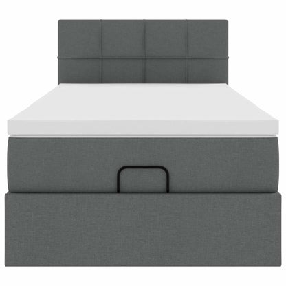 Ottomane Bett mit Matratze & LEDs Dunkelgrau 80x200 cm Stoff
