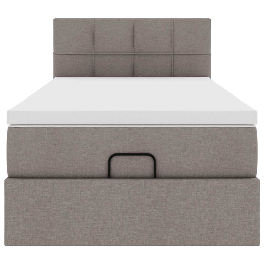 Ottoman-Bett mit Matratze & LEDs Taupe 80x200 cm Stoff