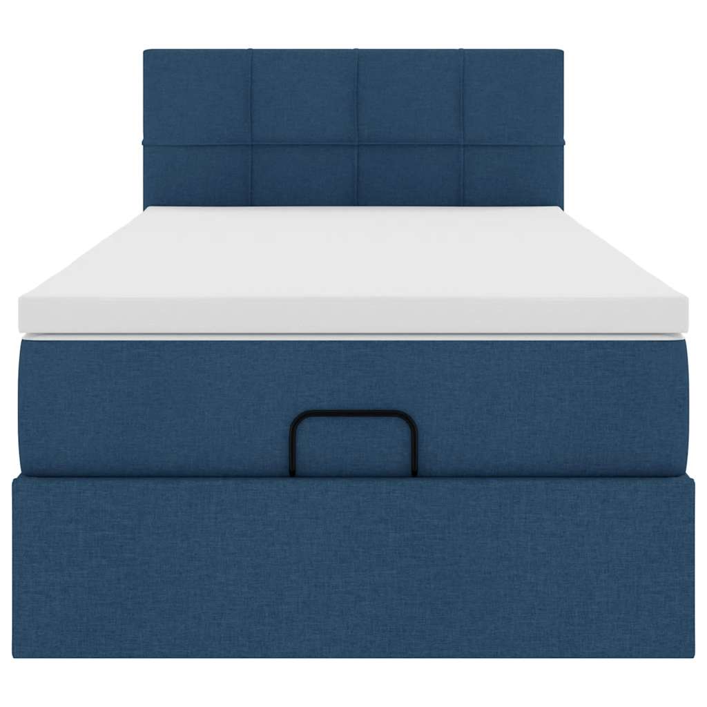 Ottoman-Bett mit Matratze & LEDs Blau 80x200 cm Stoff