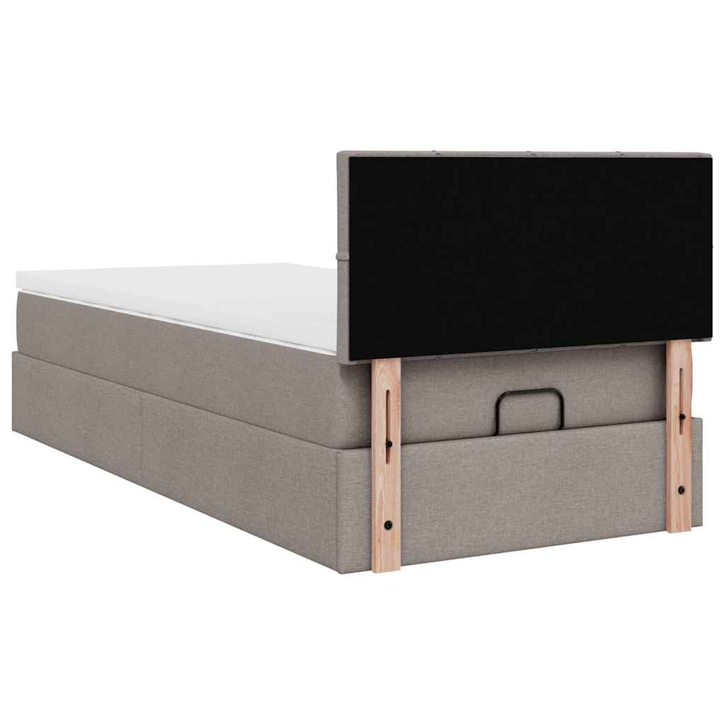 Ottoman-Bett mit Matratze & LEDs Taupe 90x190 cm Stoff