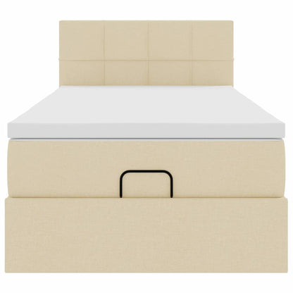 Ottoman-Bett mit Matratze & LEDs Creme 90x190 cm Stoff