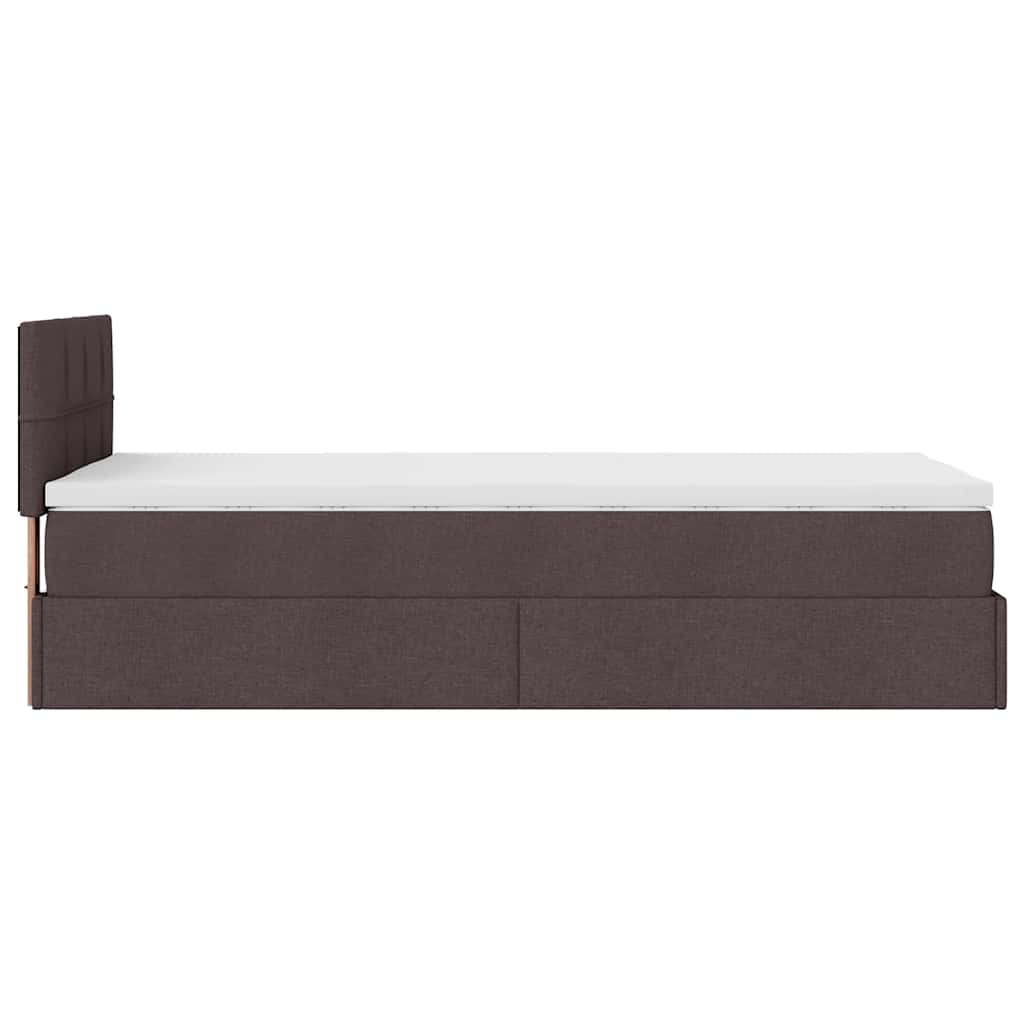 Ottomane Bett mit Matratze & LEDs Dunkelbraun 90x200 cm Stoff