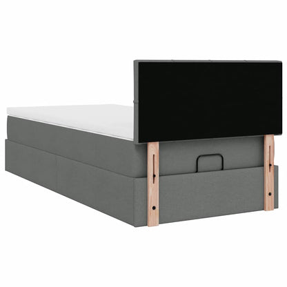 Ottoman-Bett mit Matratze & LEDs Dunkelgrau 100x200 cm Stoff