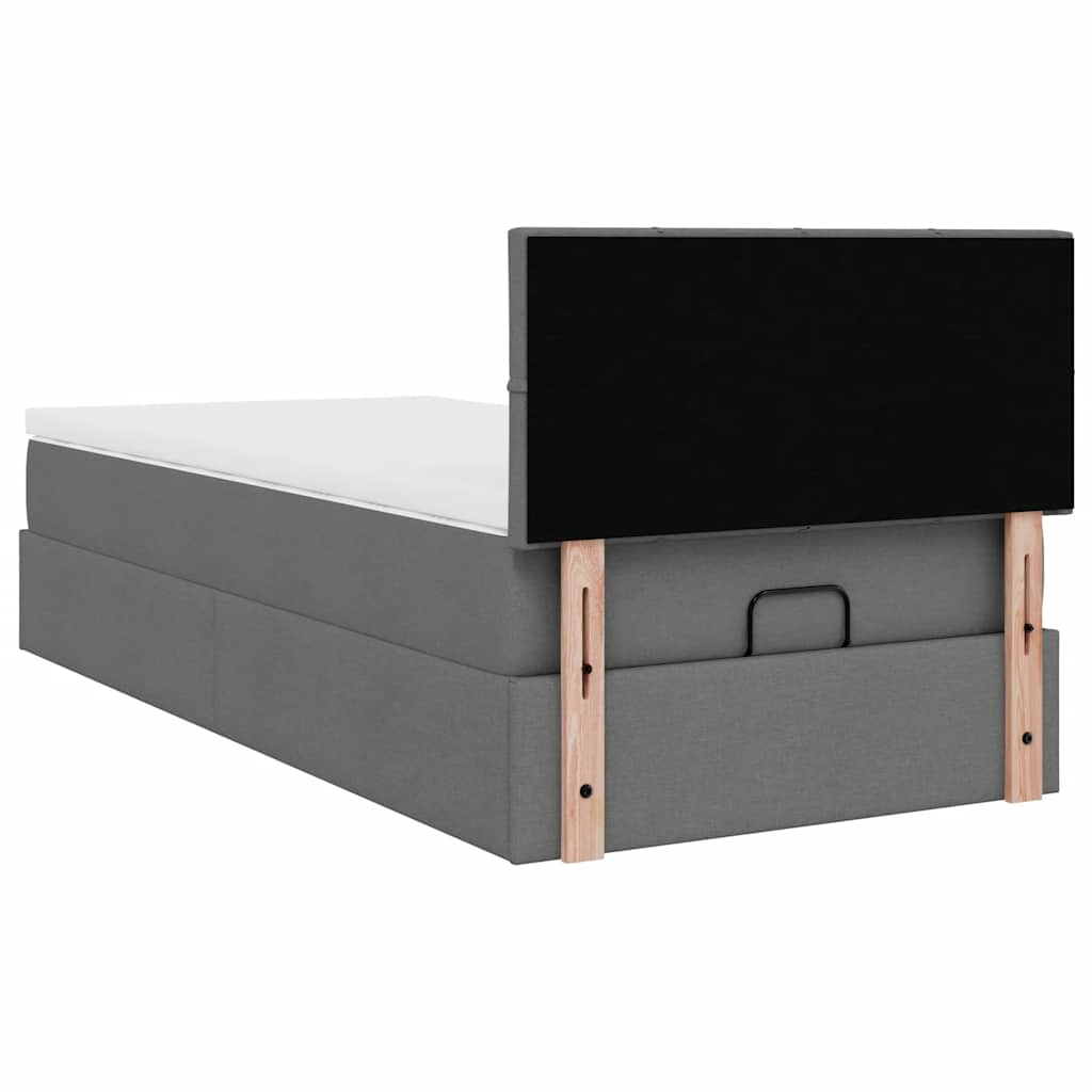 Ottoman-Bett mit Matratze & LEDs Dunkelgrau 100x200 cm Stoff
