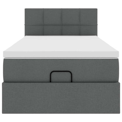 Ottoman-Bett mit Matratze & LEDs Dunkelgrau 100x200 cm Stoff