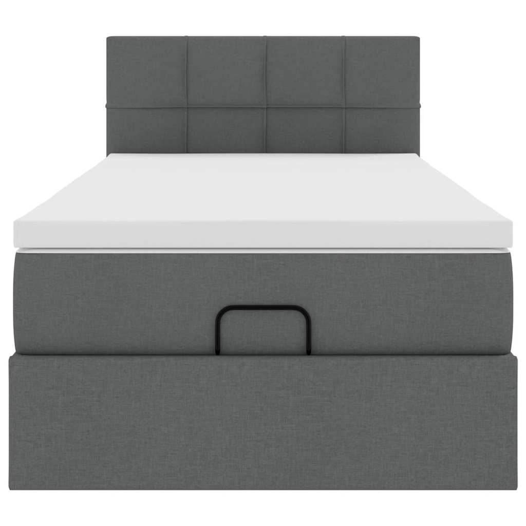 Ottoman-Bett mit Matratze & LEDs Dunkelgrau 100x200 cm Stoff
