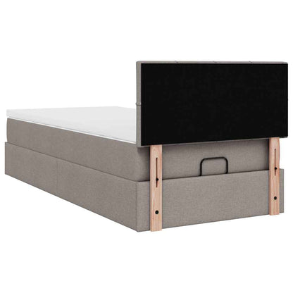 Ottoman-Bett mit Matratze & LEDs Taupe 100x200 cm Stoff