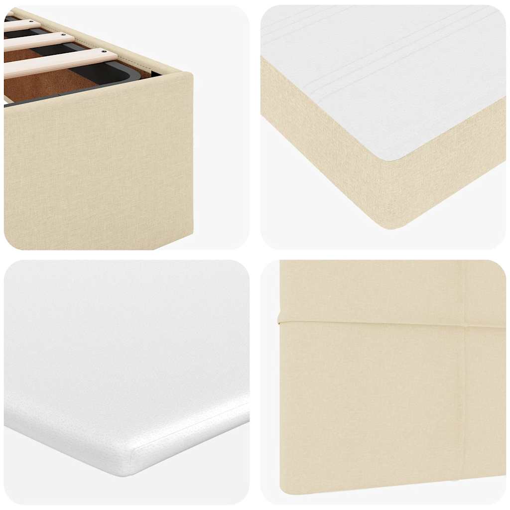 Ottoman-Bett mit Matratze & LEDs Creme 100x200 cm Stoff