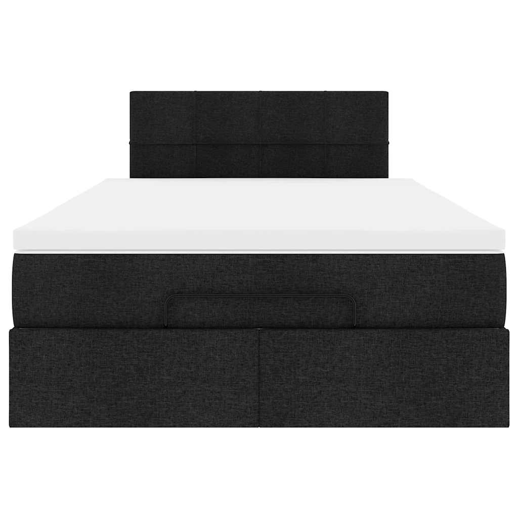 Ottomane Bett mit Matratze & LEDs Schwarz 120x190 cm Stoff