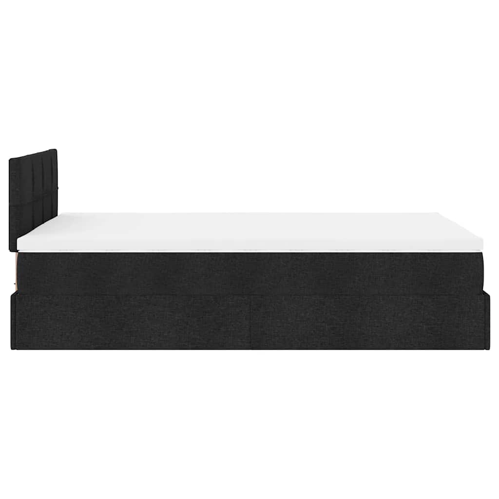 Ottomane Bett mit Matratze & LEDs Schwarz 120x190 cm Stoff