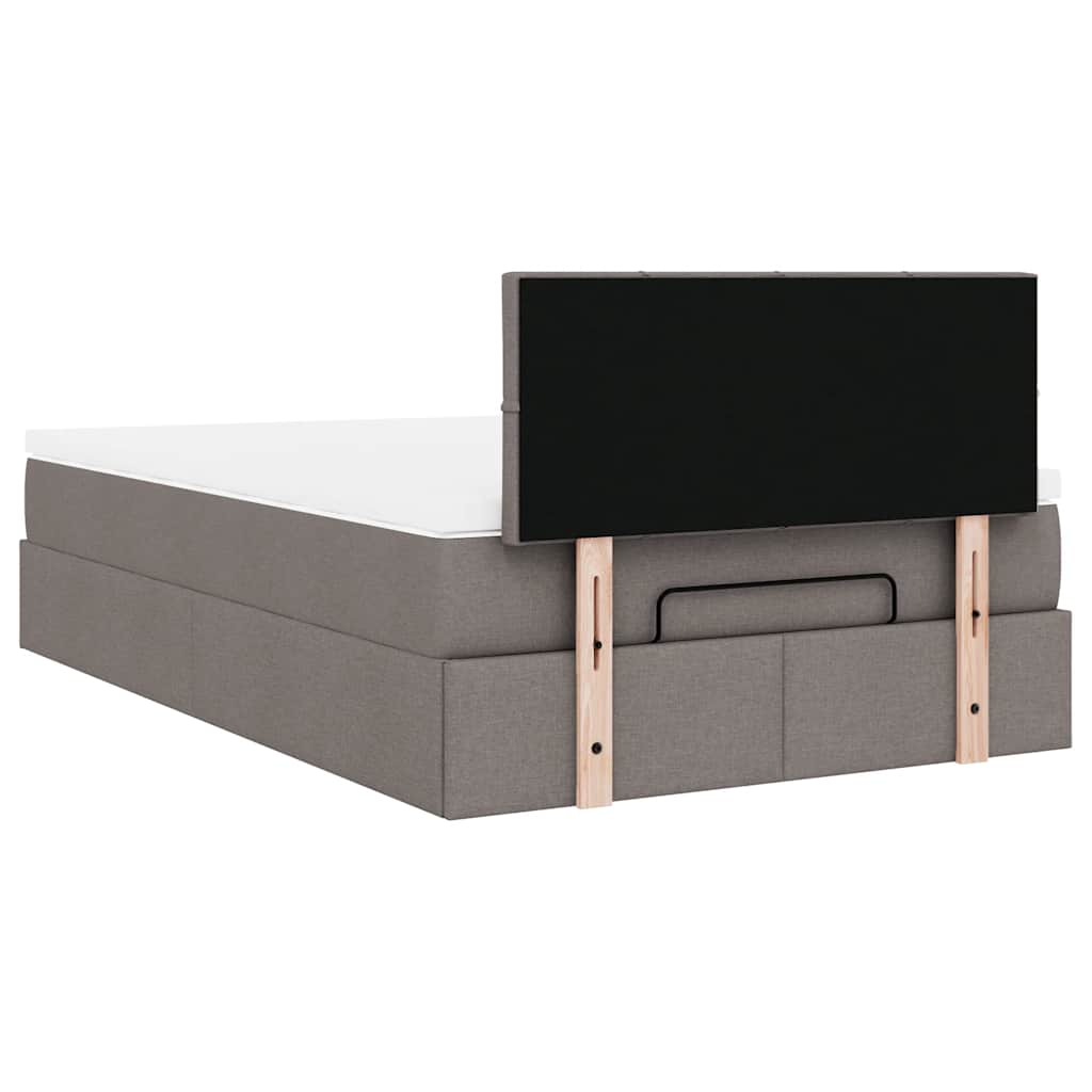 Ottomane Bett mit Matratze & LEDs Taupe 120x190 cm Stoff
