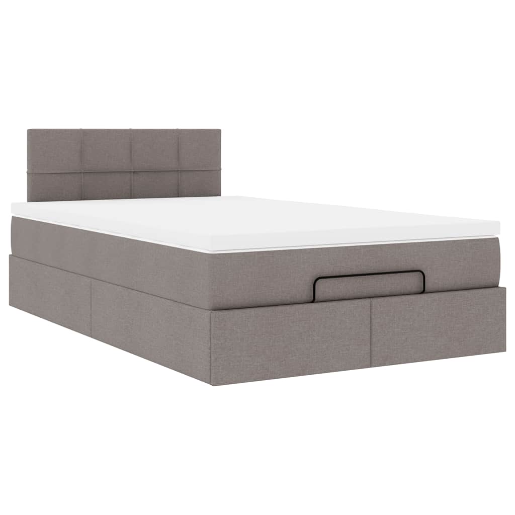 Ottomane Bett mit Matratze & LEDs Taupe 120x190 cm Stoff