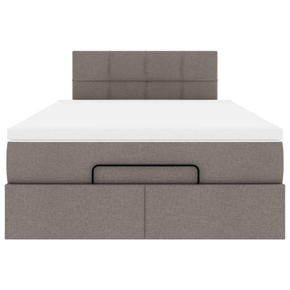 Ottomane Bett mit Matratze & LEDs Taupe 120x190 cm Stoff