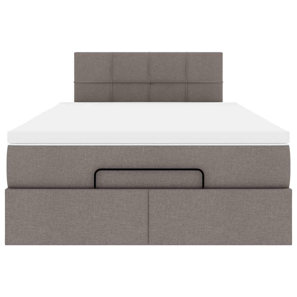 Ottomane Bett mit Matratze & LEDs Taupe 120x190 cm Stoff